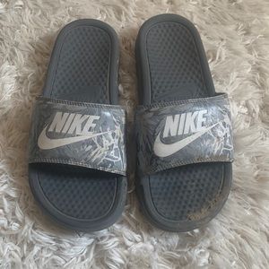 Grey Nike Slides